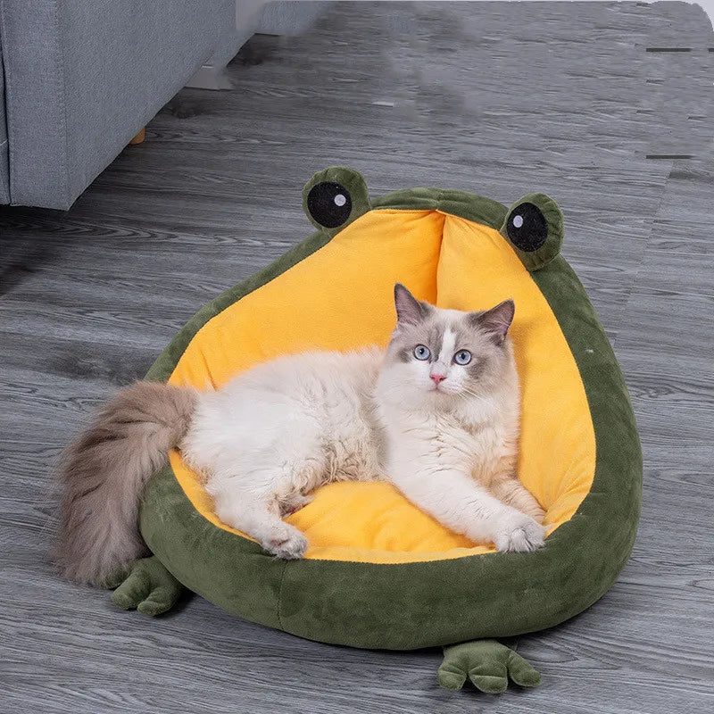 FroschKönig – Kuschelbett in Frosch-Design für Hunde & Katzen