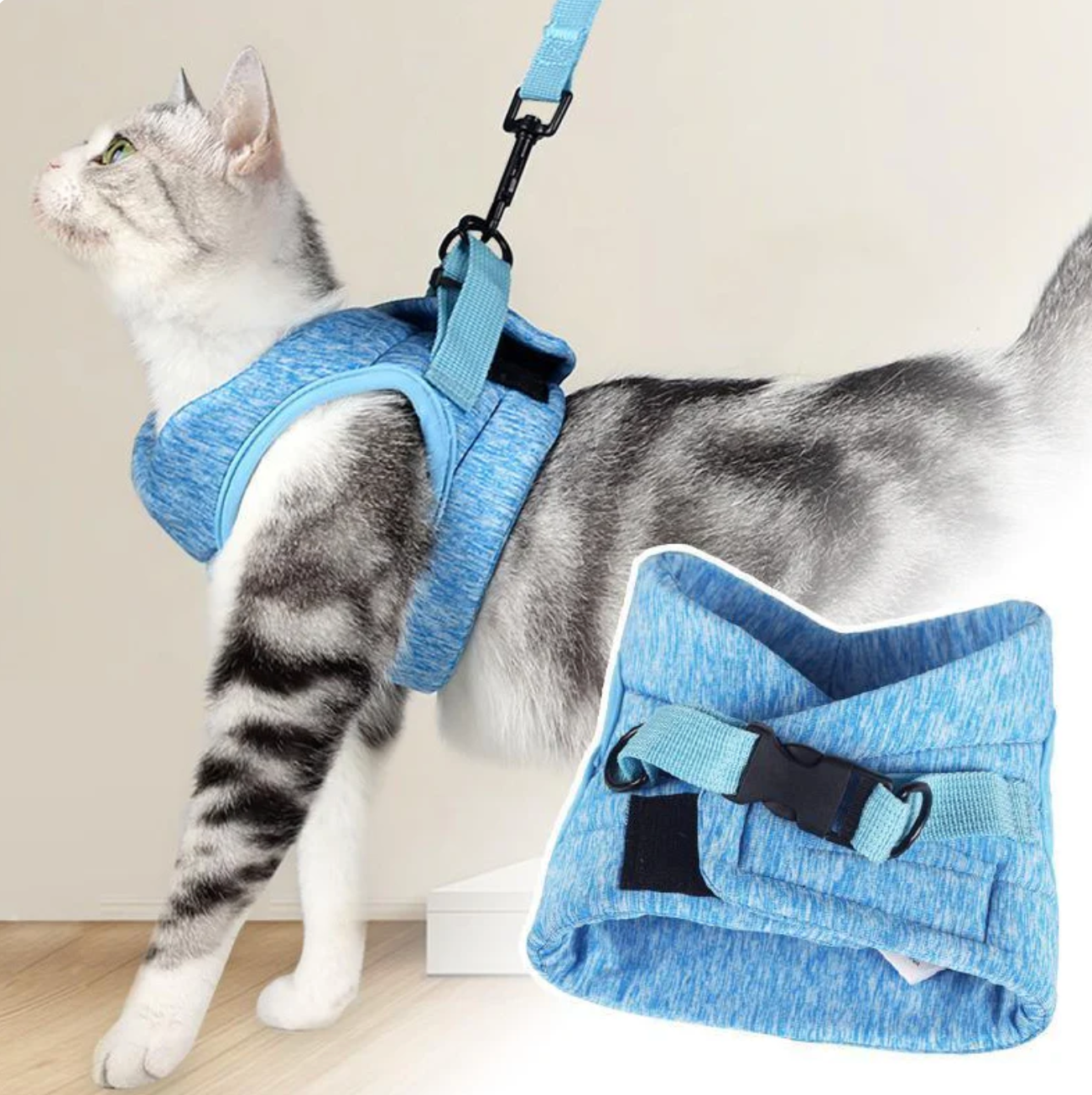 Sicheres Katzen-Geschirr mit Leine