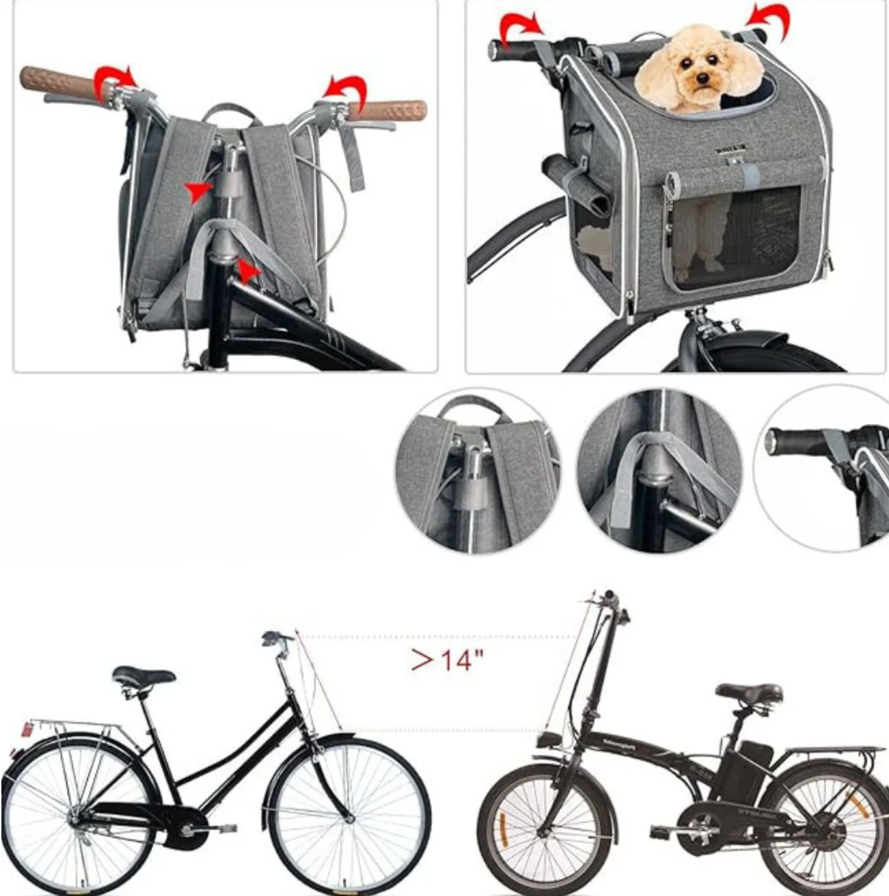 Hunde-Transporttasche 3-in-1 für Fahrräder