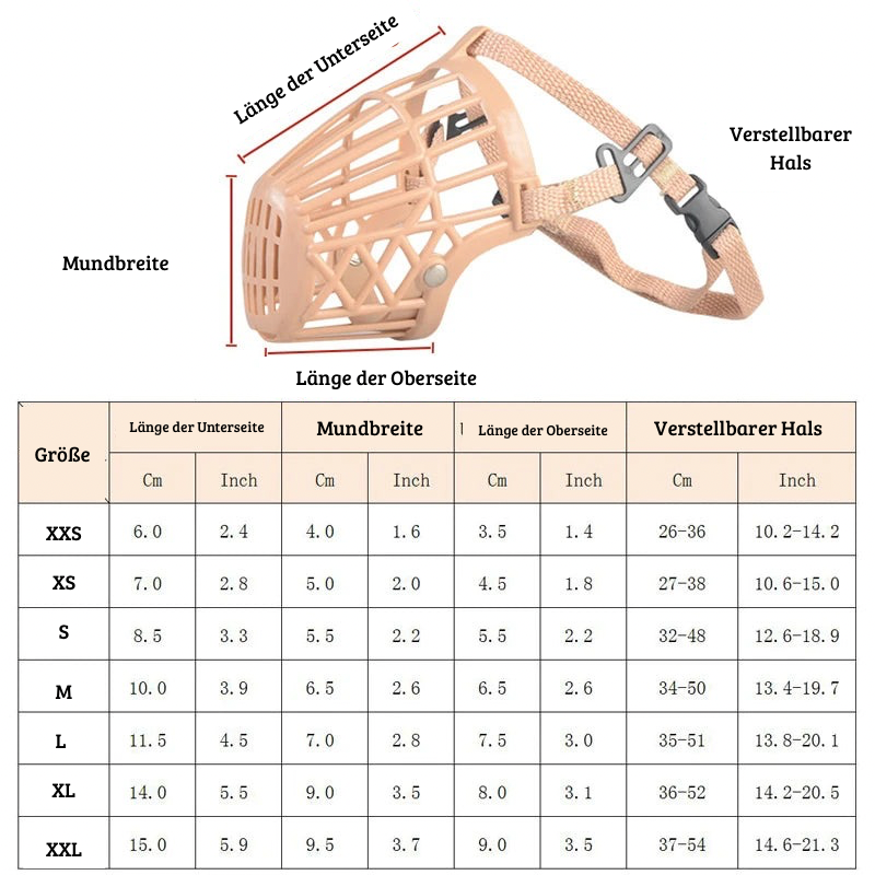 Verstellbarer, atmungsaktiver Hundemaulkorb