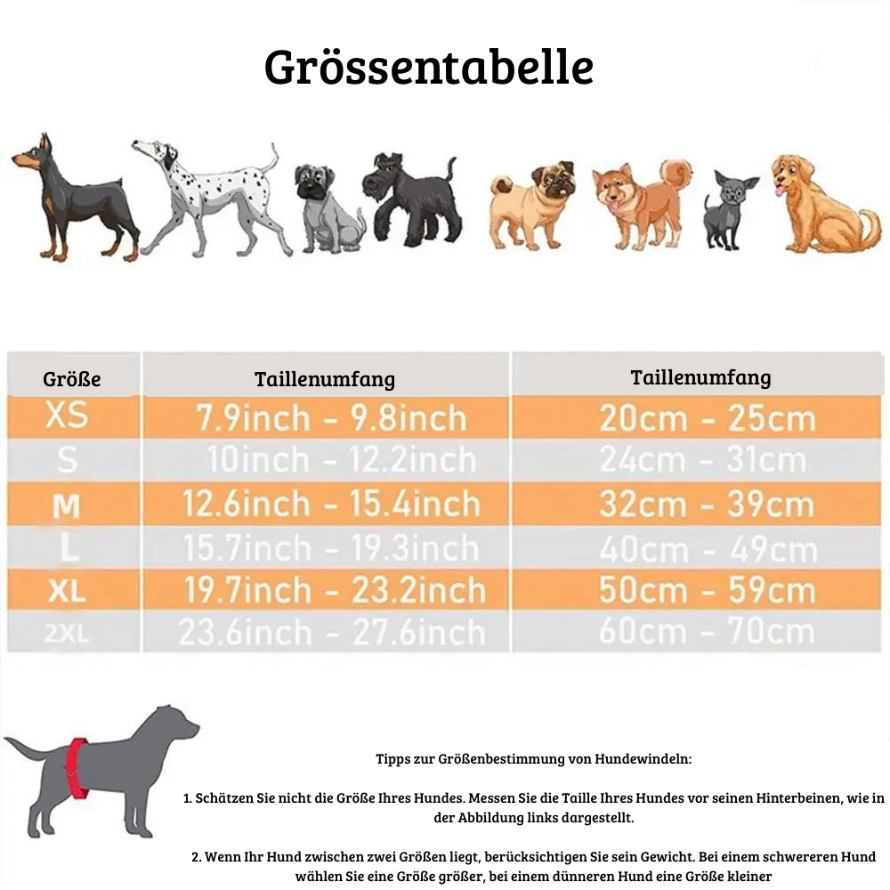 Verstellbare Hundewindel für Hündinnen mit 3 Einlagen