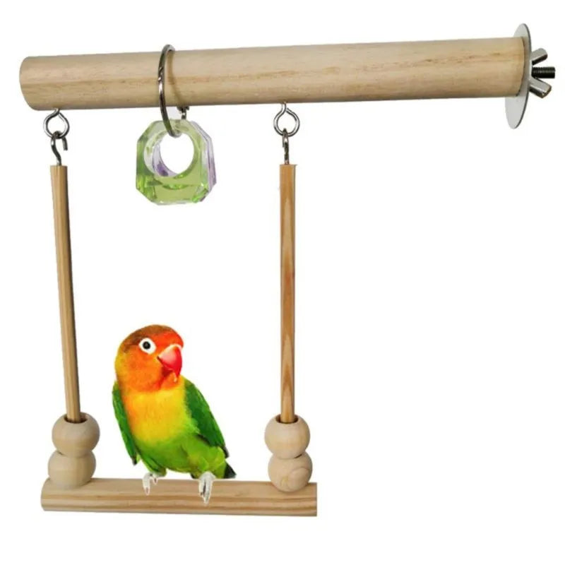 Vogelschaukel aus Holz mit Spielperlen