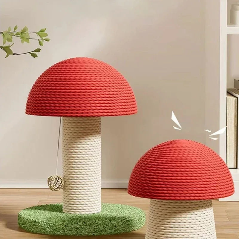 Süßes Katzenkratzbrett im Pilz-Design