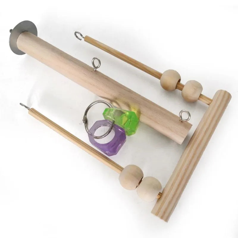 Vogelschaukel aus Holz mit Spielperlen