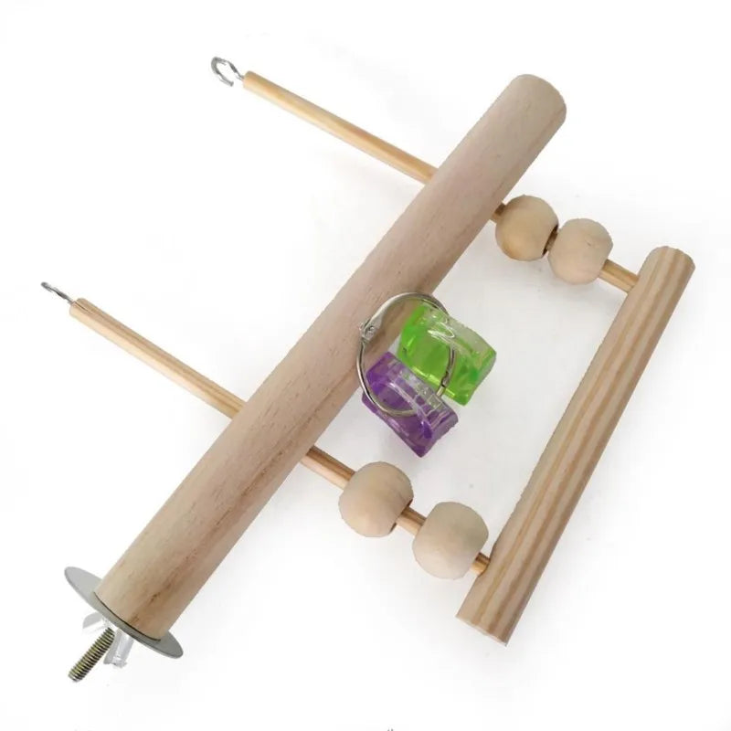 Vogelschaukel aus Holz mit Spielperlen