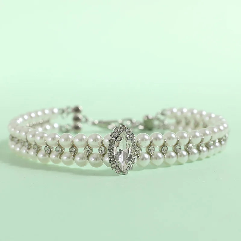 Perlenhalsband mit Strass