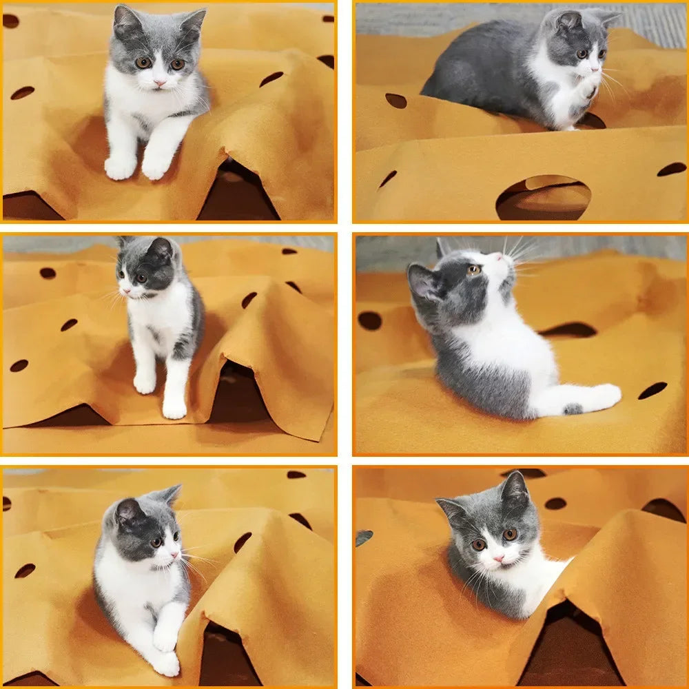 Katzen-Kratzmatte mit Spielhöhlen
