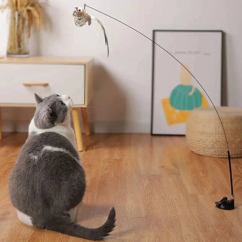 Interaktives Katzenspielzeug mit Federvogel und Glöckchen