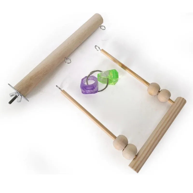 Vogelschaukel aus Holz mit Spielperlen