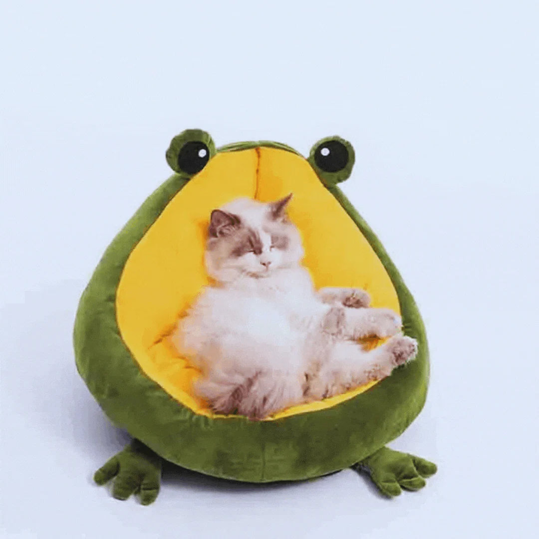 FroschKönig – Kuschelbett in Frosch-Design für Hunde & Katzen