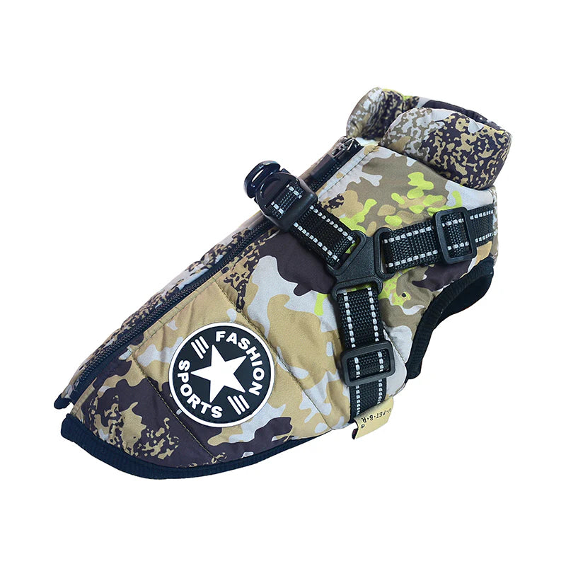 FrostFell Hundejacke – Wasserfeste Winterjacke mit integriertem Geschirr