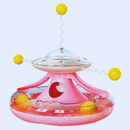 SpielUFO – Interaktives Katzenspielzeug mit Feder & Ball