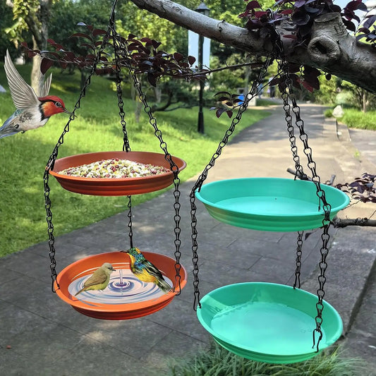 Großer Hängender Vogelfutterspender mit Doppelschale