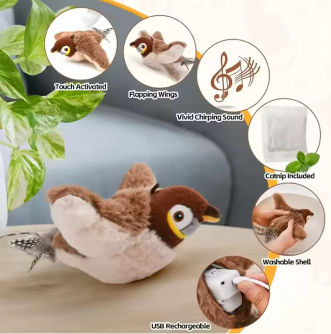 BirdPlay Rechargeable Flapping Wings Cat Toy