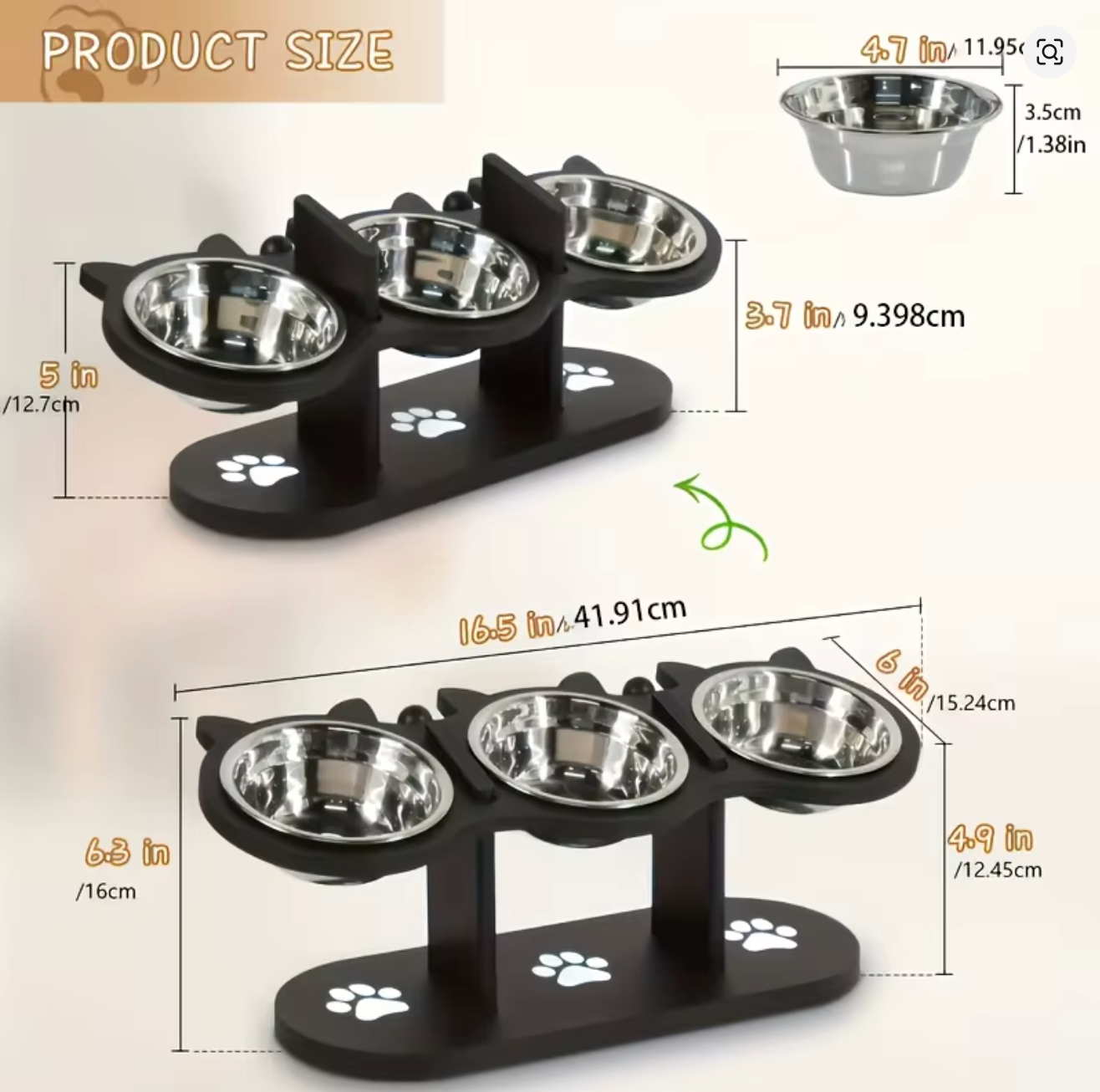 Adjustable 15° Tilted Pet Bowl