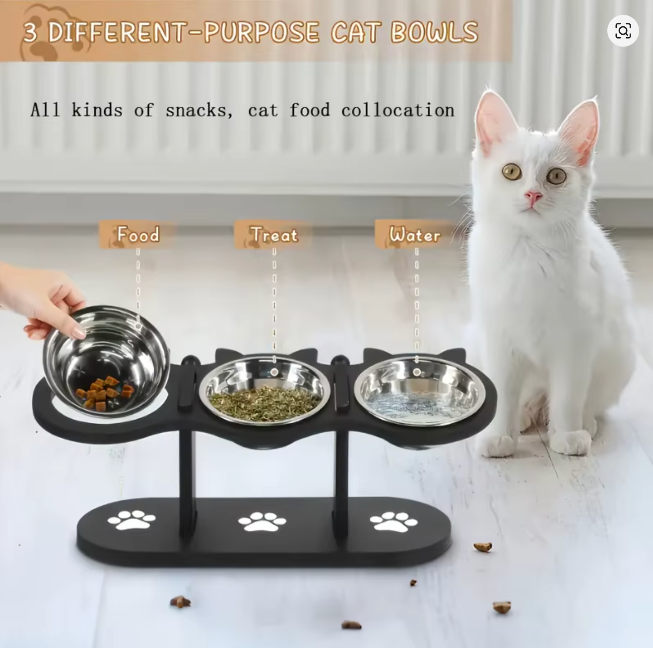Adjustable 15° Tilted Pet Bowl
