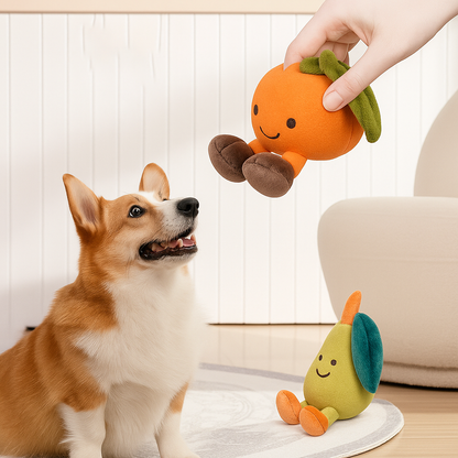 FruchtFun – Quietschendes Hundespielzeug im Obst-Look