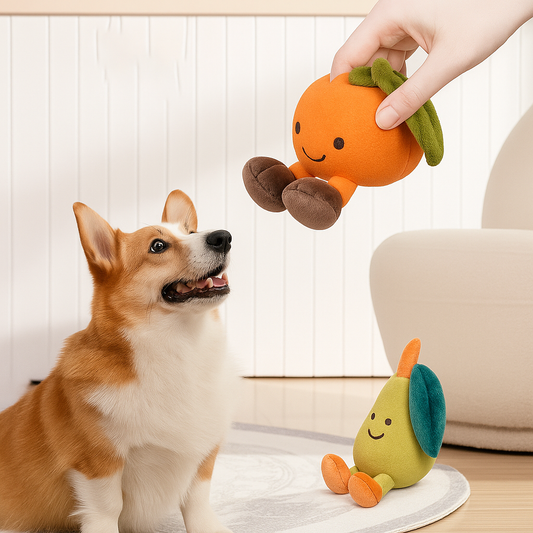 FruchtFun – Quietschendes Hundespielzeug im Obst-Look