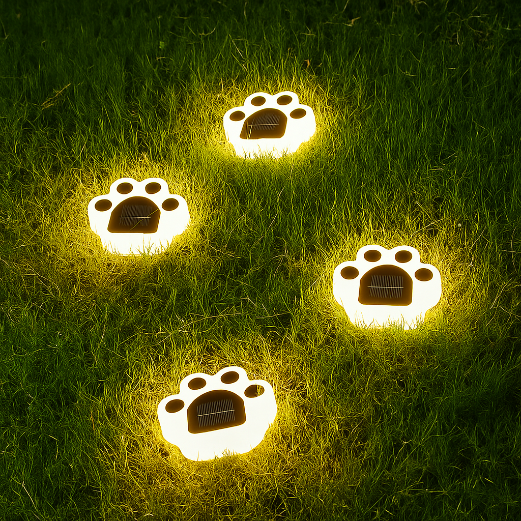 PfotenLicht Solar – Gartenbeleuchtung im Pfotenabdruck-Design