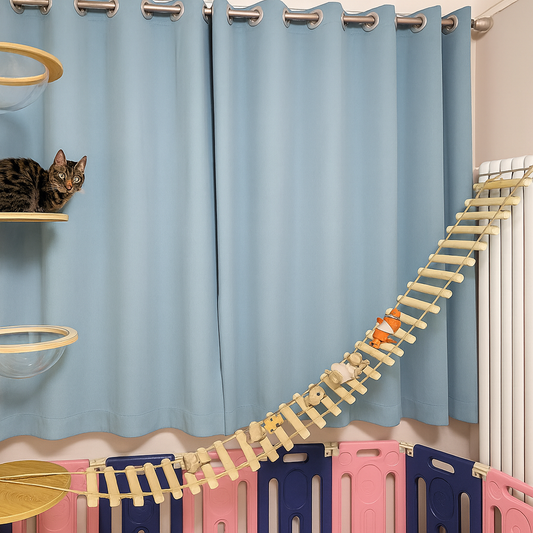 WandAbenteuer – Kletterbrücke & Hängeleiter für Katzenwandmontage