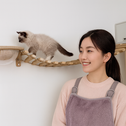 WandAbenteuer – Kletterbrücke & Hängeleiter für Katzenwandmontage