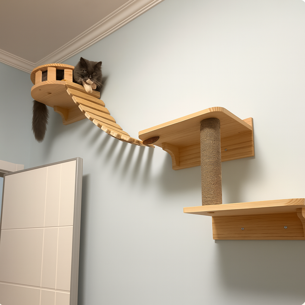 WandAbenteuer – Kletterbrücke & Hängeleiter für Katzenwandmontage