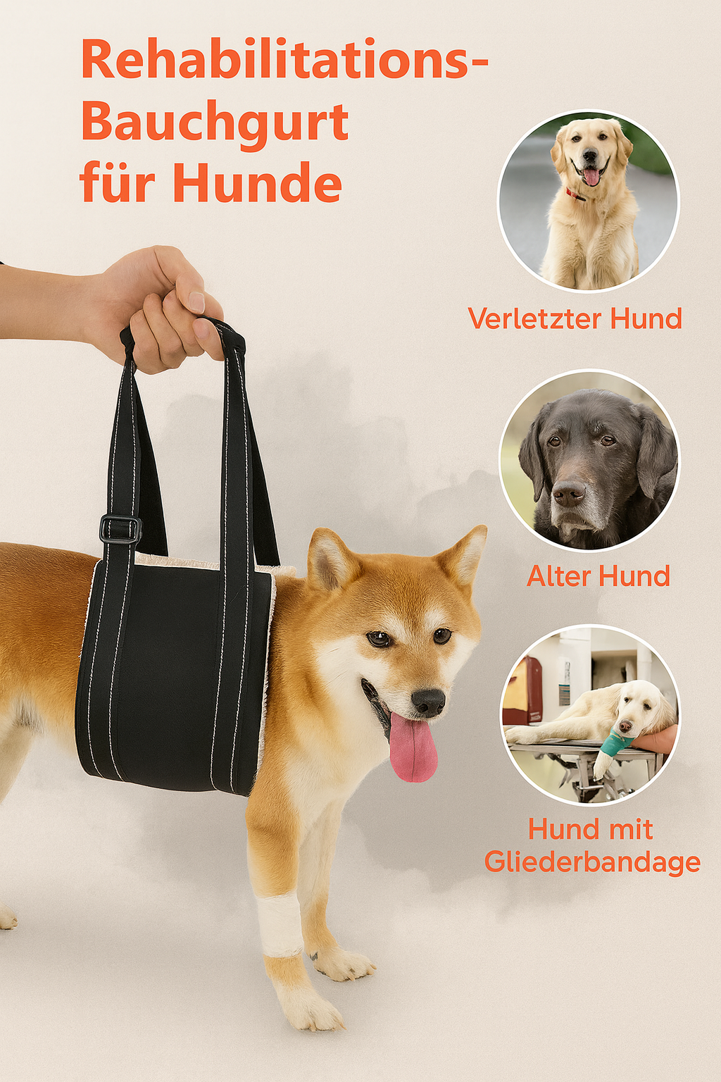 HundeHalt Pro – Verstellbares Stütz- und Rehabilitationsgeschirr