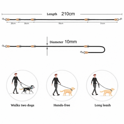 DuoStride Hands-Free 210 cm Multi-Function Dog Leash