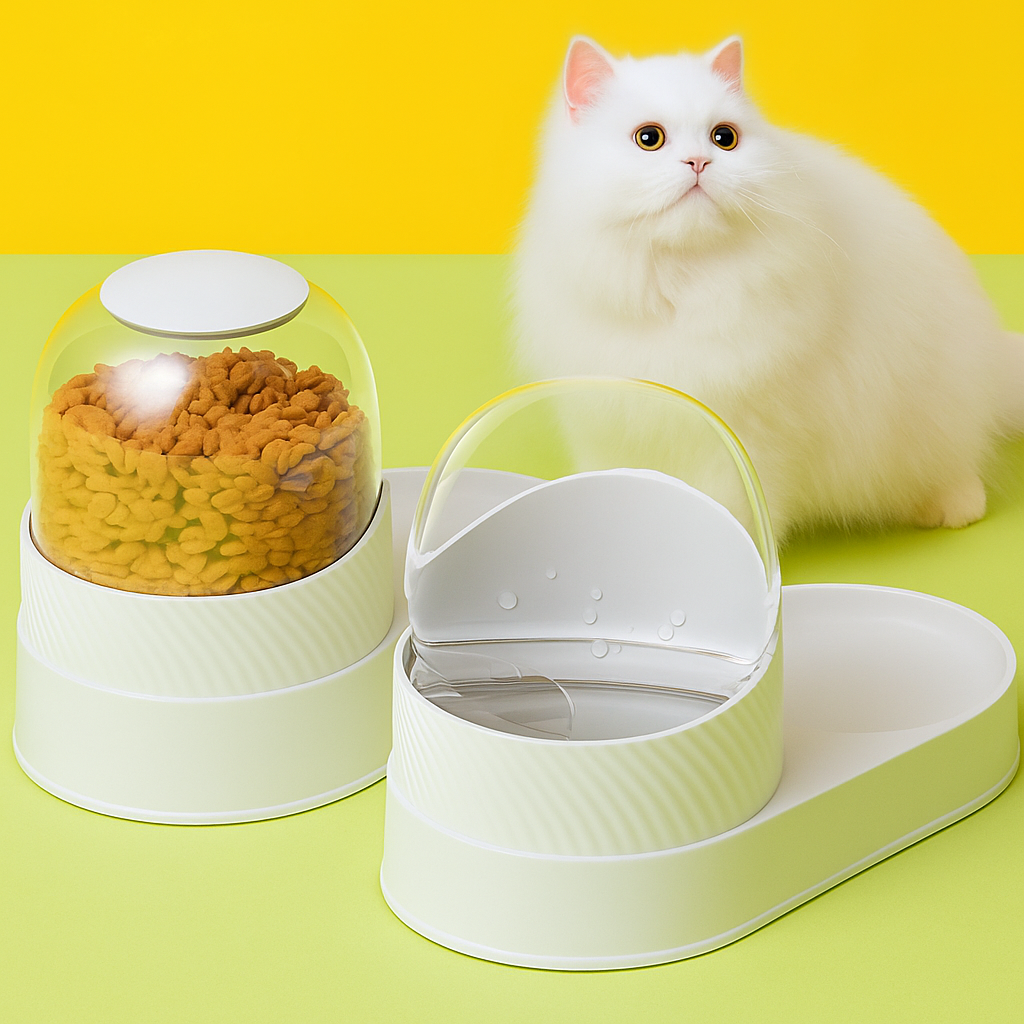 DesignFutterStation – Futterstation mit Glaskuppel & Anti-Rutsch-Basis