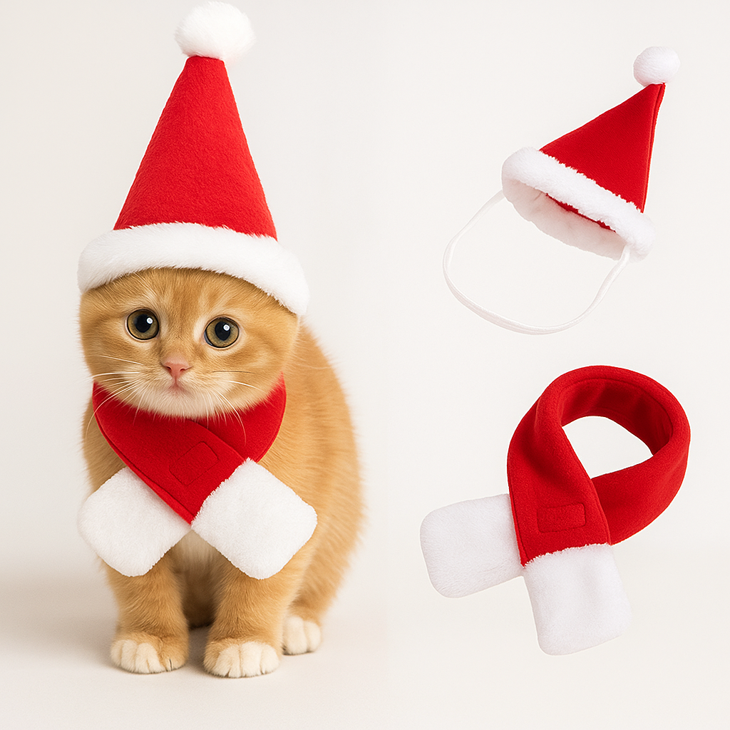 Weihnachtsmütze mit Schal