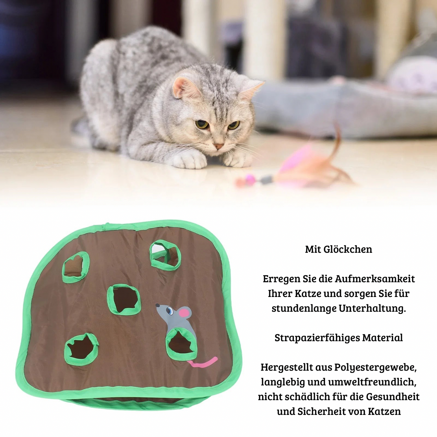 Interaktives Katzenspielzeug mit 9 Löchern