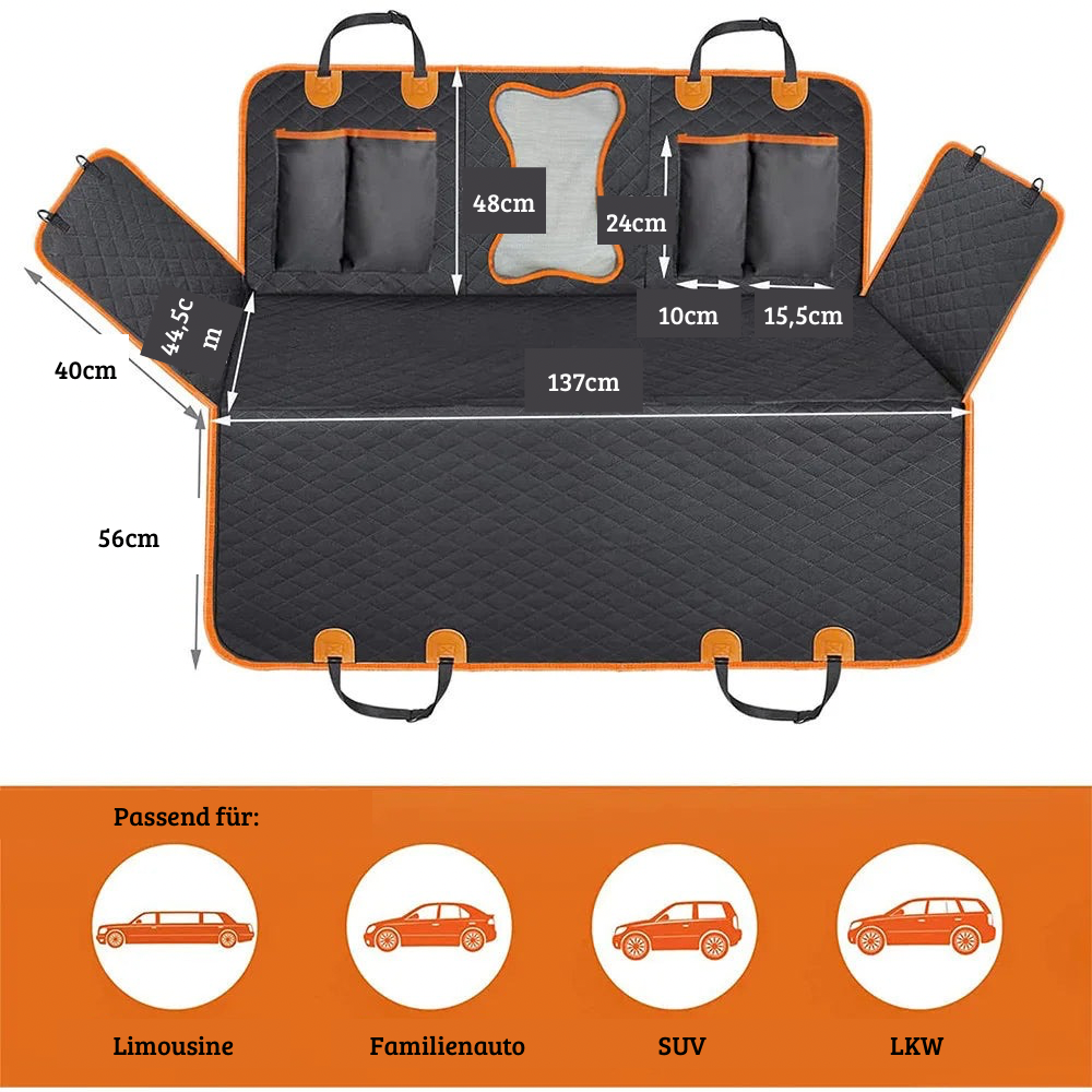 Wasserdichter Autositzschutz für Hunde mit Netzfenster