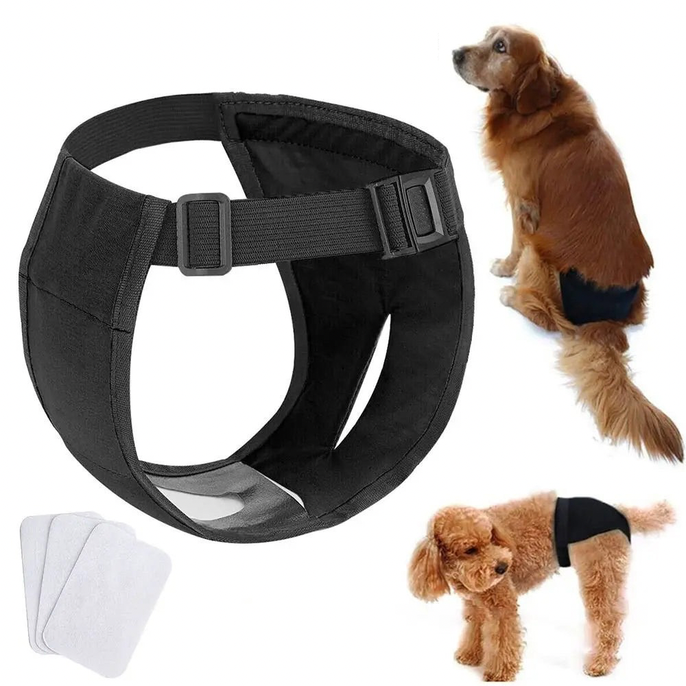 Verstellbare Hundewindel für Hündinnen mit 3 Einlagen