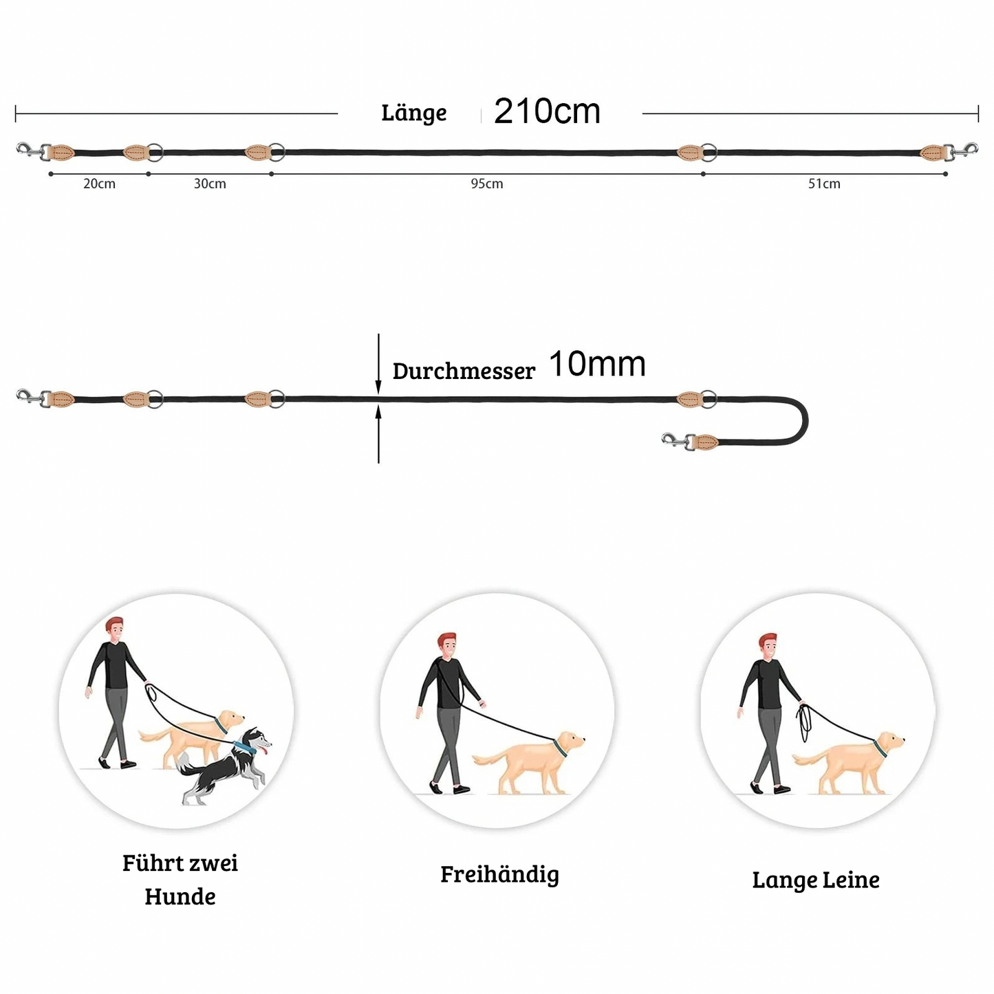 210 cm Multifunktions-Hundeleine