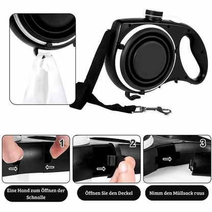 Multifunktions-Hundeleine mit Wasserflasche, Napf & Kotbeutelspender