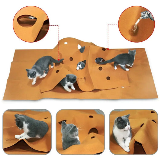 Katzen-Kratzmatte mit Spielhöhlen